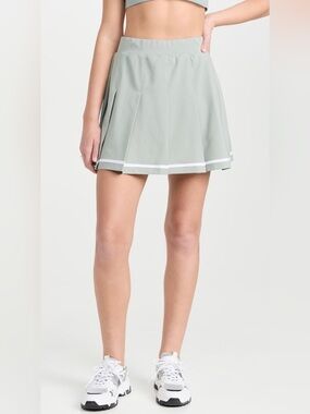 Varley Sage Green Pleated Athletic Skirt with White Trim